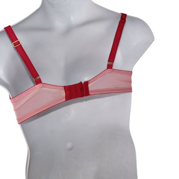 Soma Flirtation Balconet Collection Chantilly Lace Retro Bra Pink Red Size 36D - Picture 6 of 10